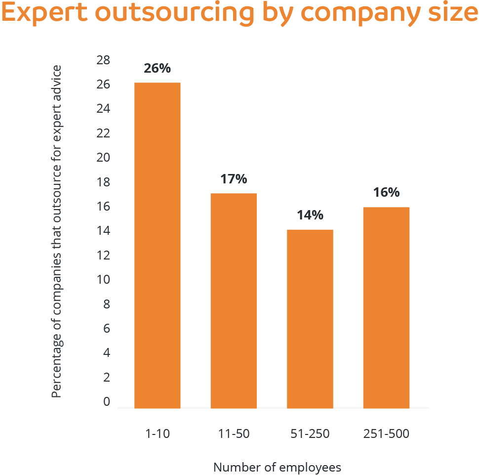 Expert outsourcing by company size